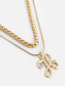 Dual Chain Initial Pendant Necklace