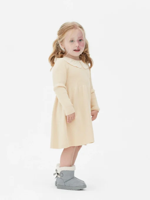 Embroidered Collar Knit Dress