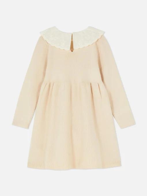 Embroidered Collar Knit Dress