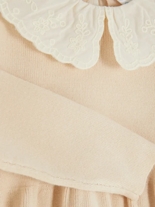 Embroidered Collar Knit Dress