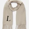 Embroidered Initial Fringed Scarf
