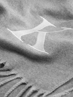Embroidered Initial Fringed Scarf