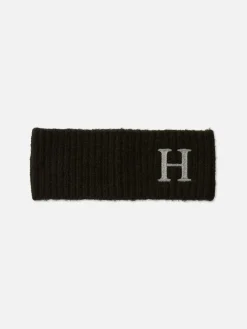 Embroidered Initial Knit Headband
