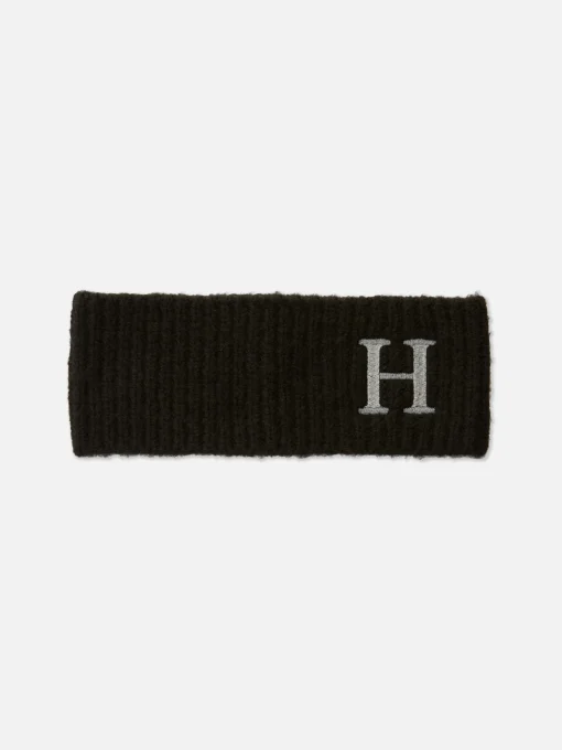 Embroidered Initial Knit Headband