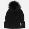 Embroidered Initial Pompom Beanie