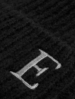 Embroidered Initial Pompom Beanie