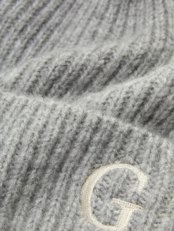 Embroidered Initial Pompom Beanie