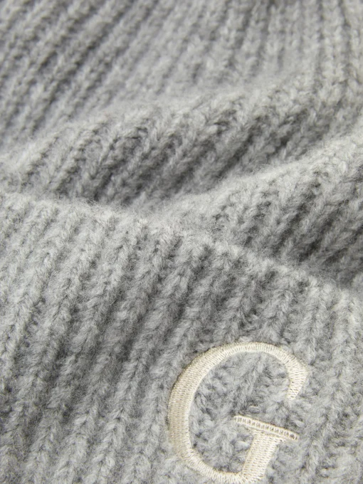 Embroidered Initial Pompom Beanie