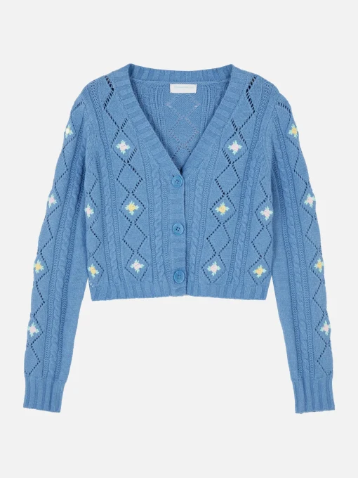 Embroidered V-Neck Cardigan