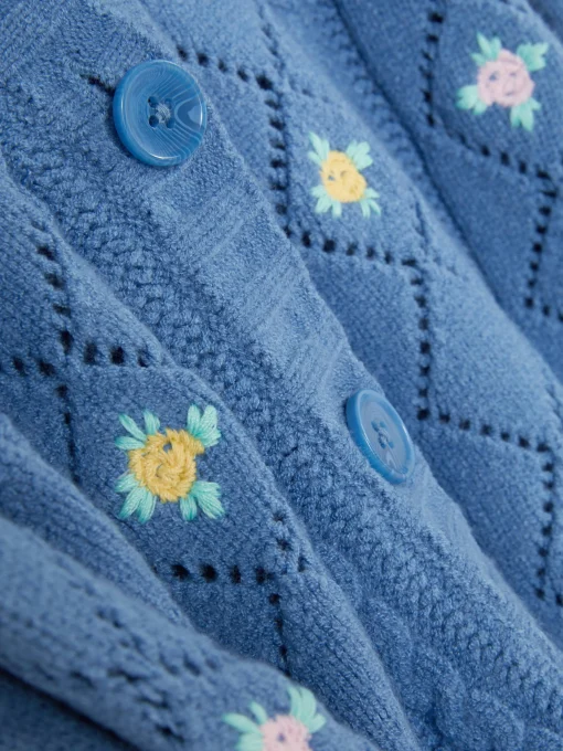 Embroidered V-Neck Cardigan