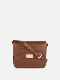Faux Croc Crossbody Bag