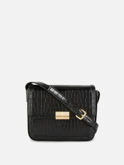 Faux Croc Crossbody Bag