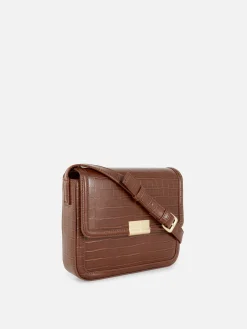 Faux Croc Crossbody Bag