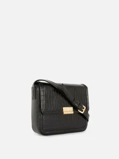Faux Croc Crossbody Bag