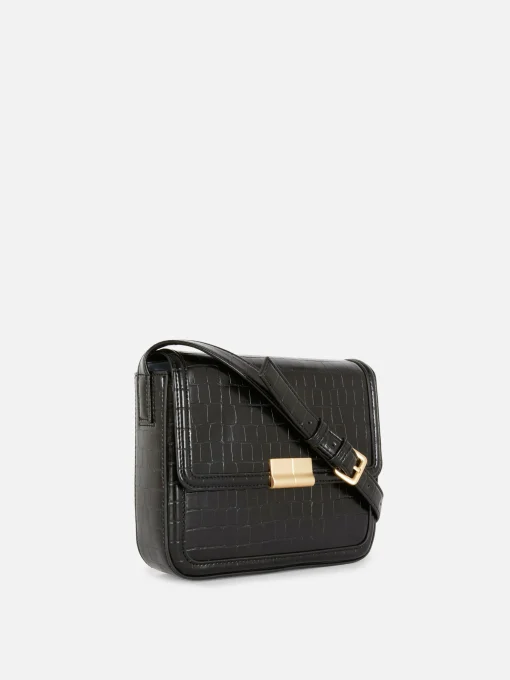 Faux Croc Crossbody Bag