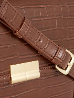 Faux Croc Crossbody Bag