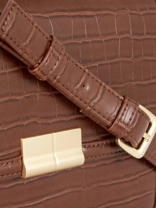 Faux Croc Crossbody Bag