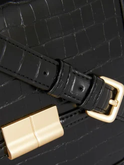 Faux Croc Crossbody Bag