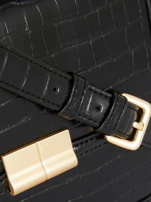 Faux Croc Crossbody Bag