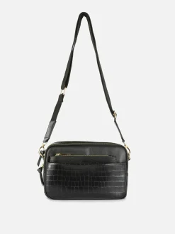 Faux Croc Double Zip Camera Bag