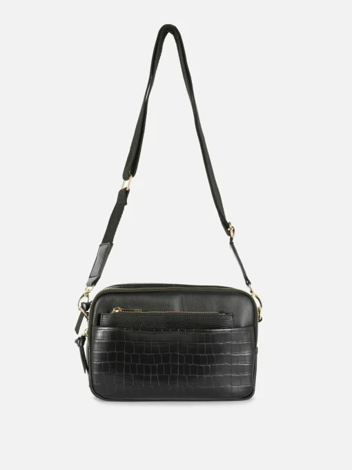 Faux Croc Double Zip Camera Bag