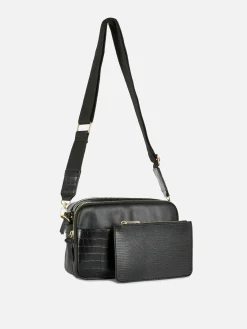 Faux Croc Double Zip Camera Bag