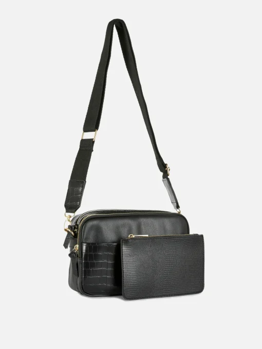 Faux Croc Double Zip Camera Bag