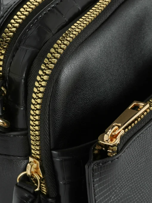 Faux Croc Double Zip Camera Bag