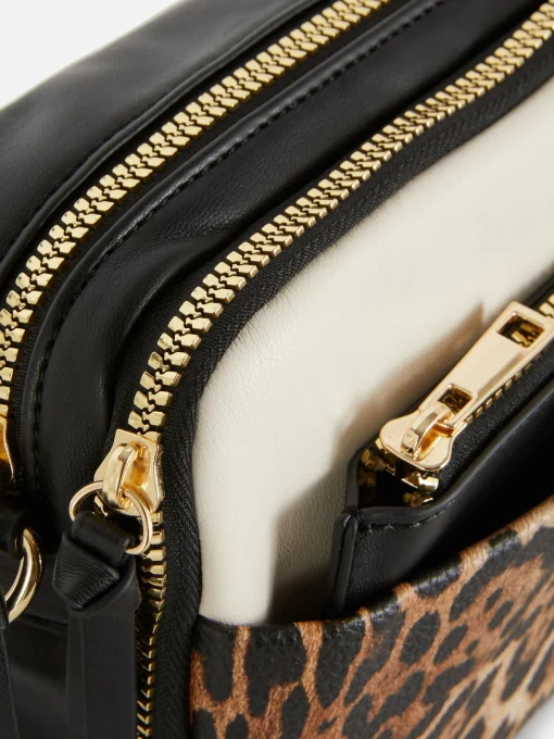Faux Croc Double Zip Camera Bag