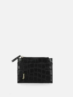 Faux Croc Initial Card Holder