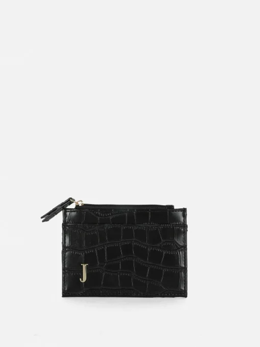 Faux Croc Initial Card Holder