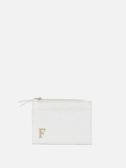 Faux Croc Initial Card Holder