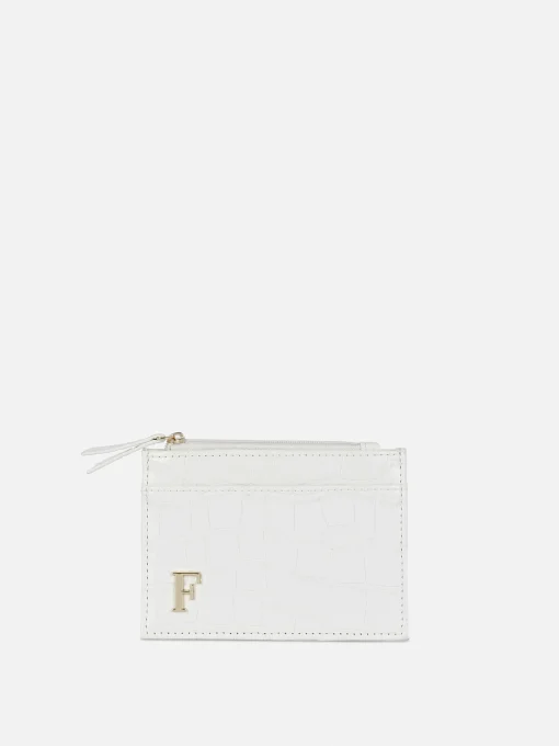 Faux Croc Initial Card Holder