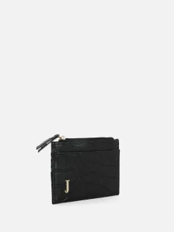 Faux Croc Initial Card Holder