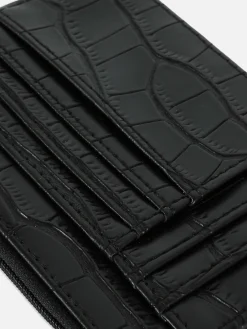 Faux Croc Initial Card Holder