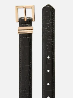Faux Croc Square Buckle Belt