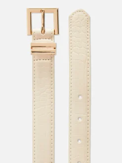 Faux Croc Square Buckle Belt