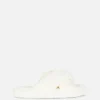 Faux Fur Cross Strap Slippers