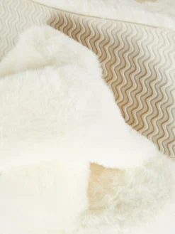Faux Fur Cross Strap Slippers