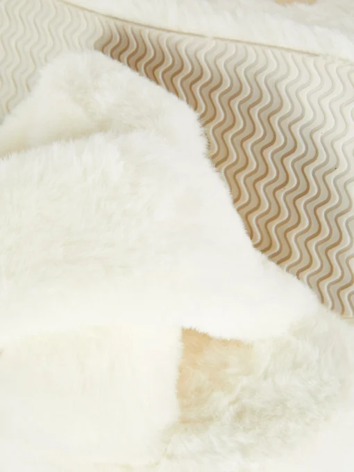 Faux Fur Cross Strap Slippers