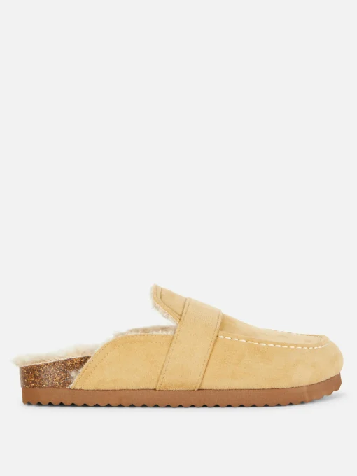 Faux Fur Lined Loafer Slippers
