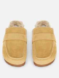 Faux Fur Lined Loafer Slippers