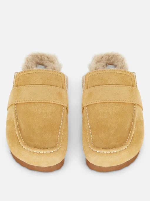 Faux Fur Lined Loafer Slippers