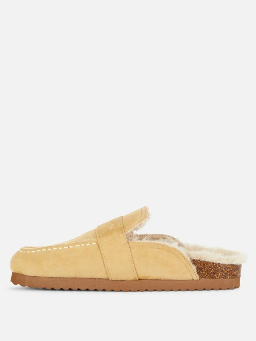 Faux Fur Lined Loafer Slippers