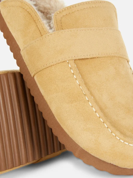 Faux Fur Lined Loafer Slippers