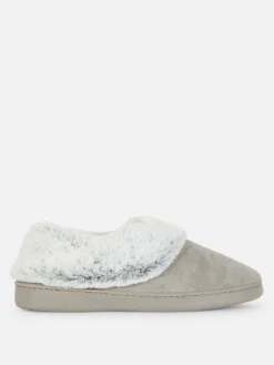Faux Fur Lined Moccasin Slippers