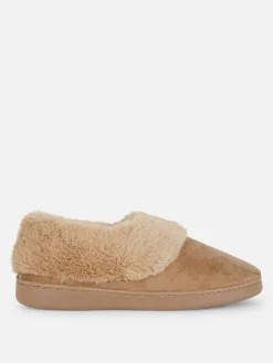 Faux Fur Lined Moccasin Slippers