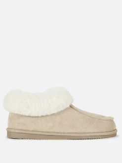 Faux Fur Lined Moccasin Slippers