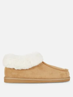 Faux Fur Lined Moccasin Slippers