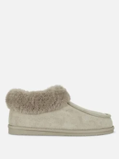 Faux Fur Lined Moccasin Slippers